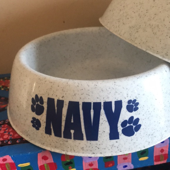 Dog Bowls- set of 2- NAVY - Picture 2 of 6
